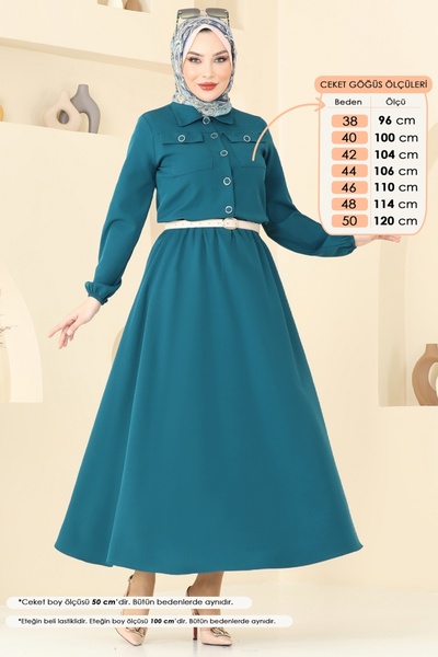 ModaMerve Cep Detaylı Etekli Takım 23005UKB139-MS Petrol