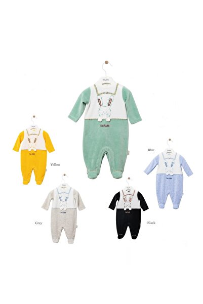 Babydola Babydoıla Velvet Footed Romper with Snap Fasteners on the Back