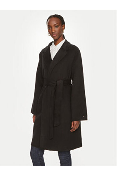 Tommy Hilfiger Palton de lână pentru femei WW0WW43603 Negru