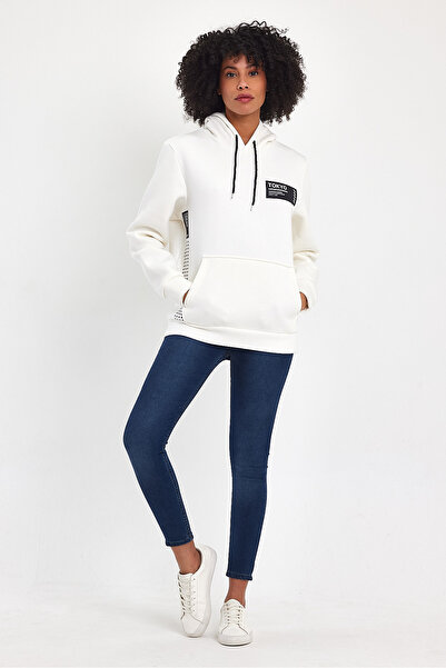 Superlife Γυναικείο φούτερ με κουκούλα άνετο και ελαστικό με εσωτερικό φλις 3 κλωστών Tokyo B με τύπωμα sweatShirt spr24swk05