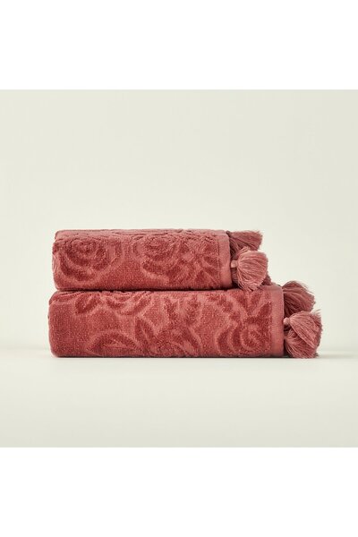 Bella Maison 100% Cotton Rose Jacquard Hand Towel Plum (30X50 cm)