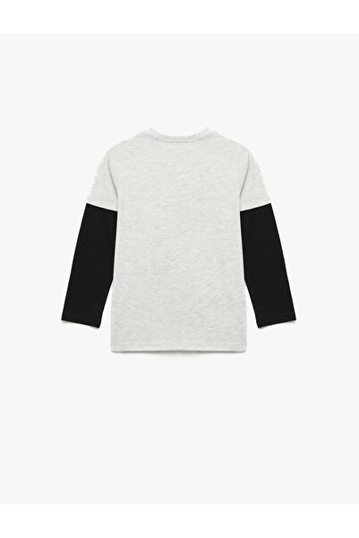 Koton Μπλουζάκι με μακρυμάνικο λαιμόκοψη με στάμπα ποδηλασίας