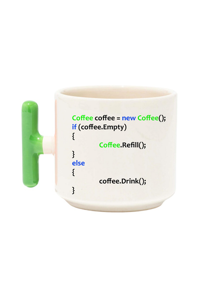 qoeuyl boutique Coffee Java Html Writer Engineer Printed Green t Handle Latte Cup Mug