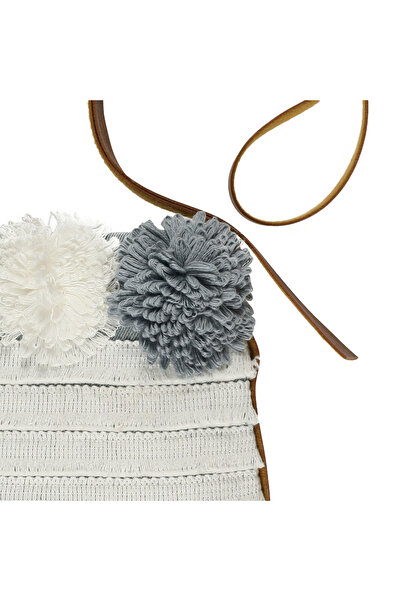 Panço Kız Beyaz Dokuma Çanta-Cüzdan