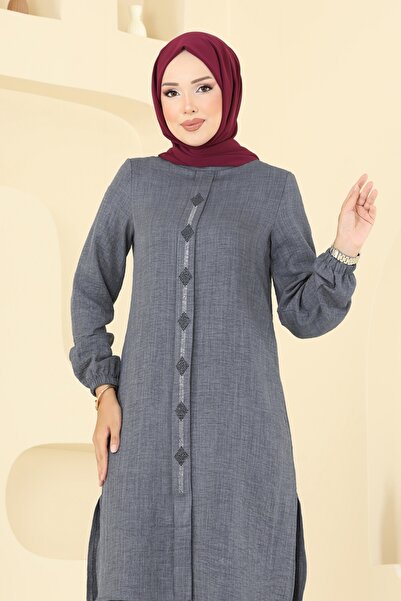 ModaMerve Taş Detaylı Sofia Takım 445DVL817-MS Antrasit