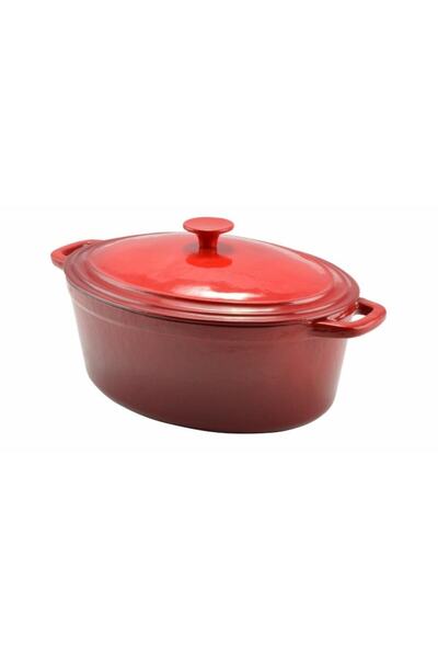 Perfect Home Enamelled Cast Iron Pot with Lid, Red, 6.2 L,