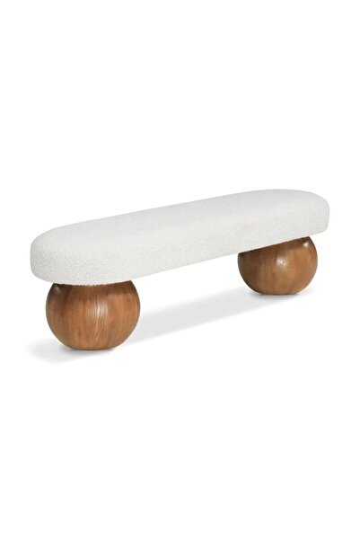 SCY Tempesta Yuvarlak Ahşap Detaylı Bohem Modern Puf Bench Rahat Lobi Koltuğu...