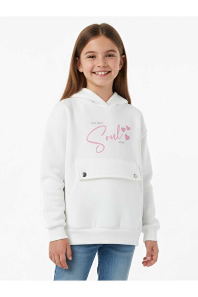 NiLi Детска суитшърт с качулка и сърцевиден принт