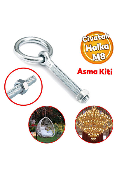 Genel Markalar M8 Halkalı Metal Civata Somunlu Delikli Sabitleme Çekme Kaldır...