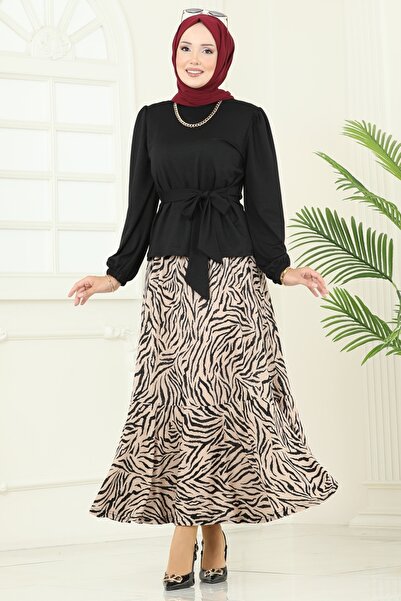 ModaMerve Desenli Helen Etekli Takım 4114PM271-MS Desen1 Zebra&Vizyon