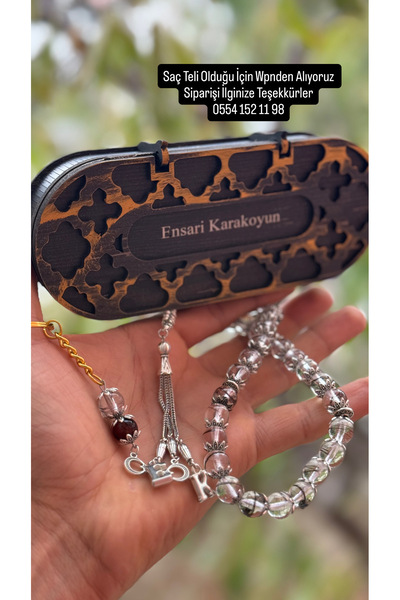Çelik El Yapımı Saç Teli Epoksi Tesbih - Özel Ahşap Kutu İle Birlikte