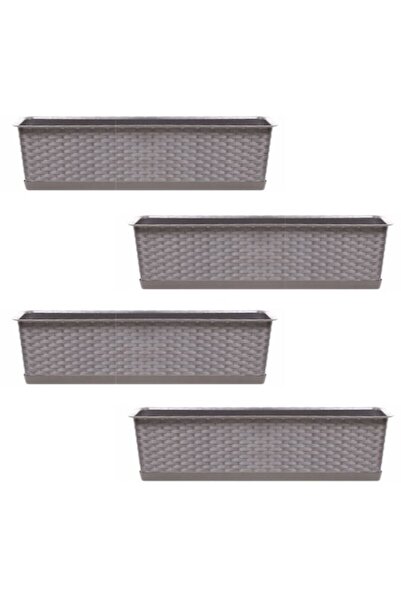 Prosperplast Set 4 jardiniere decorative, cafeniu, 68,5x17,3x15 cm, Ratolla C...