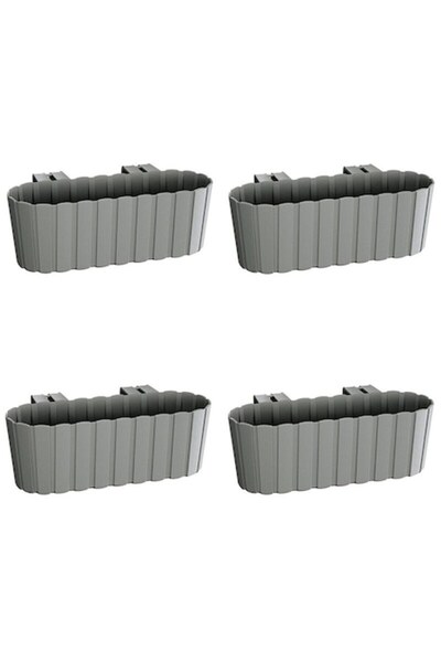 Prosperplast Set 4 jardiniere decorative cu suport de plastic, gri, 4.9 L, 38...
