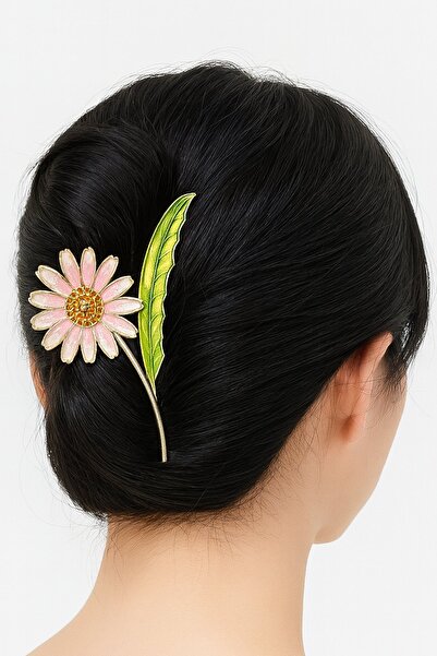 TAKIŞTIR Μεταλλική πόρπη με φιγούρα λουλουδιού σε χρυσό χρώμα