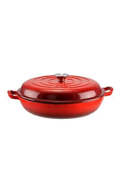 Perfect Home Cast Iron Enamel Coated Pot with Lid, Red, 2.5 L,