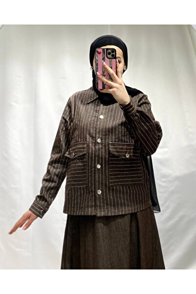 STYLENEST Striped Jacket and Long Skirt Two-Piece Set - Hijab Combination