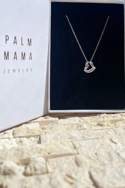 PALM MAMA JEWELRY Kalp Gümüş Taşlı Paslanmaz Kararmaz Çelik Yılbaşı Hediye Ku...