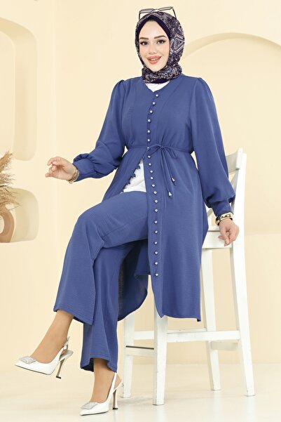 ModaMerve Önü Düğmeli Aerobin Takım 6081UZ662-MS Laci