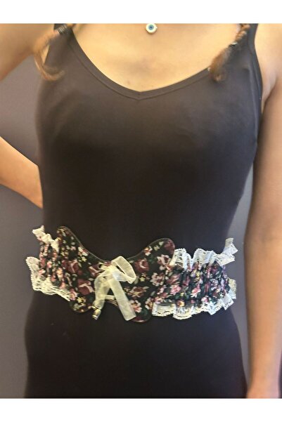 Gönülden Tasarım حزام نسائي مطاطي مزين بالزهور 76 سم