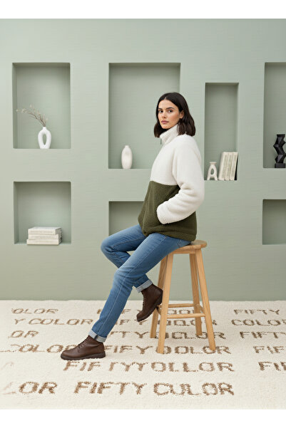 Fifty Color Trend, Women'S, Khaki - White, Color Block, Zipper, Stand Collar, Sherpa, Fleece, Jacket