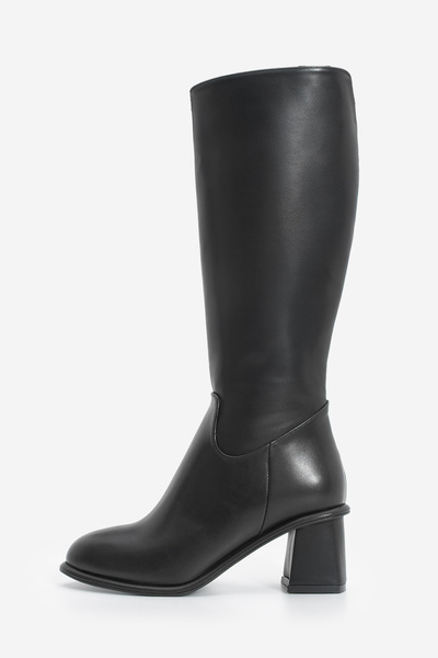 Marjin Women's Thick Heeled Warm Lined Heeled Boots Socite Black