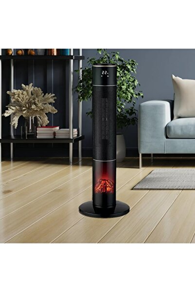 Voltomat Akıllı Kule Tipi Dijital Ekranlı Seramik Fanlı Isıtıcı 2000W Siyah