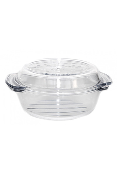Termisil Yena pot with lid WOL heat-resistant glass 2.4l 27x22.8xh10.6cm, with non-stick grill and drip tray
