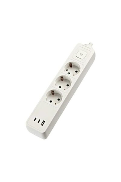 gelux Prelungitor cu 3 prize, 2xUSB C, 1xUSB A, cablu de 1,5 m, întrerupător,