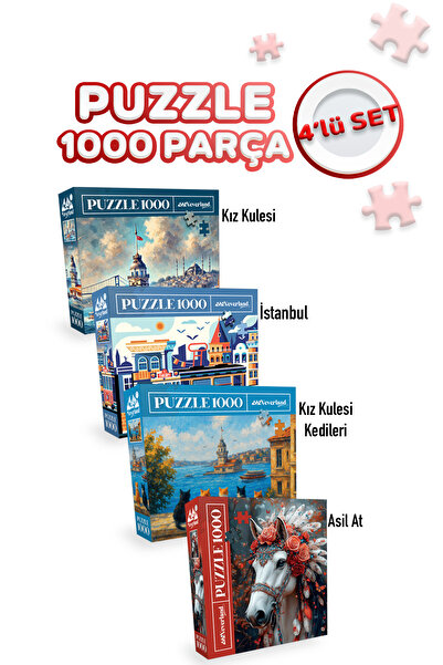 Neverland 4 ADET 1000 PARÇA PUZZLE -KIZ KULESİ VE ISTANBUL VE KIZ KULESİ KEDİ...