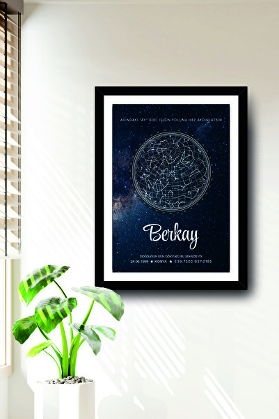 Mutlu Tasarım Kişiye Özel Mutlu Gökyüzü Haritası Tablo