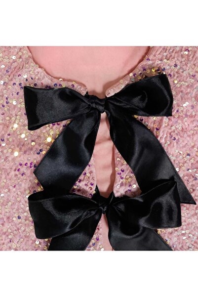 AURA Satin Bow Detail Pul Payet Fabric Jacket