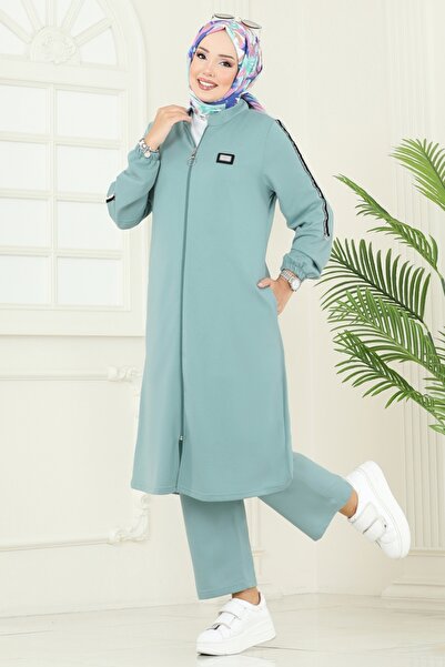 ModaMerve Önden Fermuarlı Üçlü Takım PL9164-MS Mint
