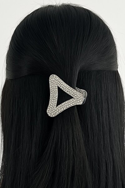 TAKIŞTIR Ασημί χρώμα Πέτρα Λεπτομερής μεταλλική πόρπη με μανταλάκι