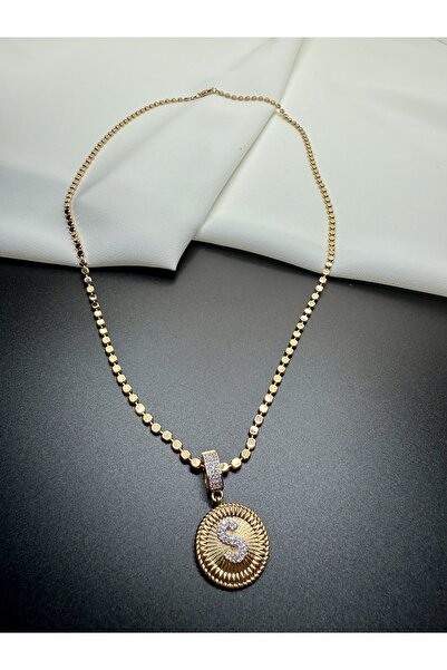 Olala Aksesuar Rose Gold 60 cm Ezme Zincirli S Harfli Kolye Kararmaz Antialerjik