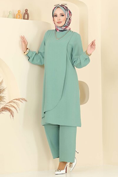 ModaMerve Aksesuar Düğmeli Aerobin Takım 448DVL817-MS Mint
