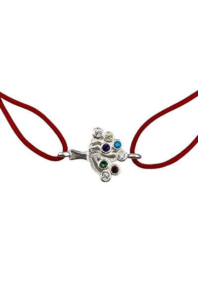 Flippy Adjustable Cord Bracelet, 925 Silver, Tree with Colored Stones, Jolie Silver, 0.7 g, 2 cm x 1.2 cm