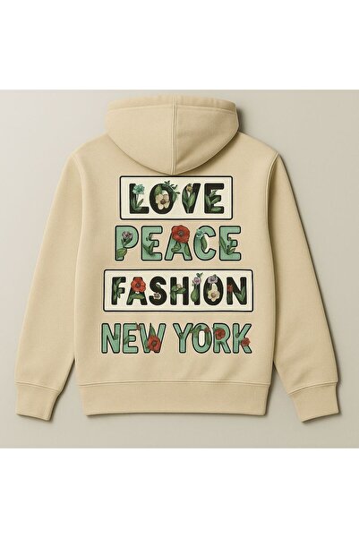 CLASSY.MODA سويت شيرت بقلنسوة مطبوع عليه زهور وشعار نيويورك – ملابس الشارع لل...