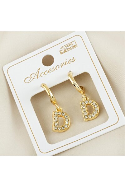 Marsilyan New Season Metal Stone Earrings with Letters Ilkel-Bjt940
