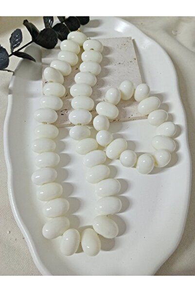 mos&more White Ellipse Beaded Necklace Bracelet Set
