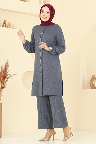 ModaMerve Taş Detaylı Sofia Takım 445DVL817-MS Antrasit