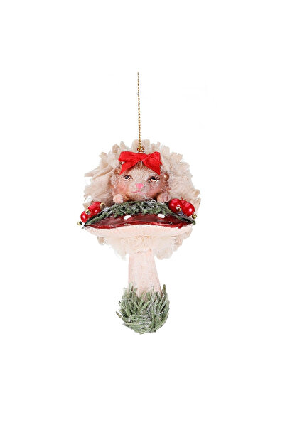 BraziPremium By OLLMA Ornament de Crăciun cu arici pe ciupercă, 12 cm, multic...