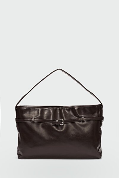 Shule Bags حقيبة كتف جيوليو بتفاصيل حزام، لون بني