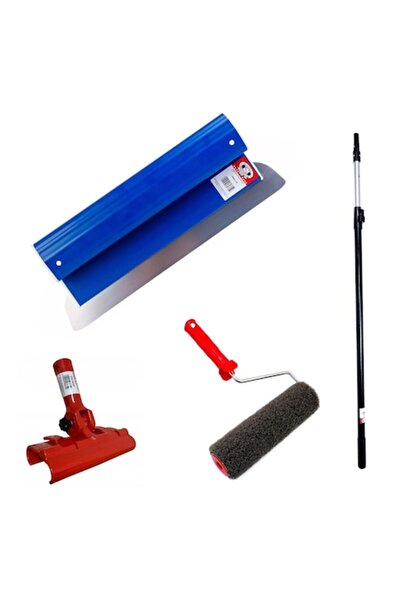 olejnik Professional Trowel Set, Stainless Steel, 100cm x 0.4mm, Handle Extension 1.2-2.2m, Ergolite