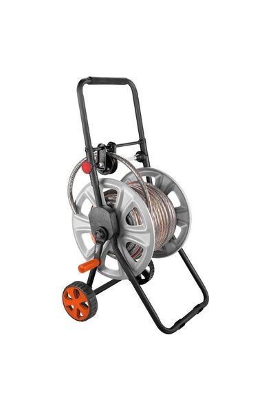 NEO Garden hose cart with guide, metallic, 1/2"-60 m, 3/4"-20 m,