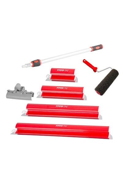 Strend Pro Set 4 gletiere profesionale, 25, 40, 60, 80 cm, suport, maner telescopic, rola gletuit