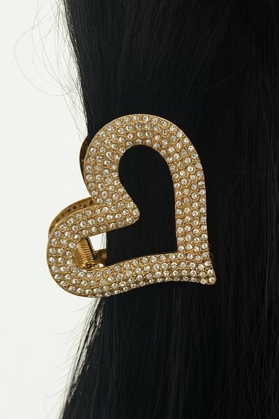 TAKIŞTIR Cataramă metalică cu detaliu de piatră în formă de inimă de culoare ...