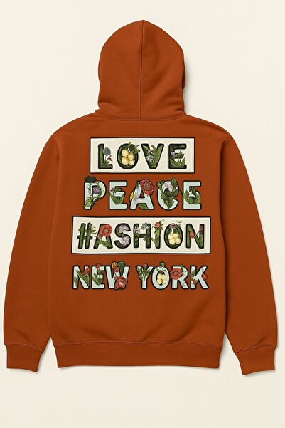CLASSY.MODA Світшот з капюшоном і принтом квітів із слоганом Нью-Йорка – унісекс-одяг у стилі стрітвір