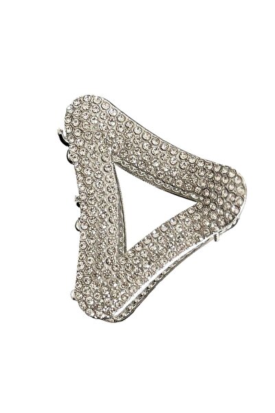 TAKIŞTIR Ασημί χρώμα Πέτρα Λεπτομερής μεταλλική πόρπη με μανταλάκι