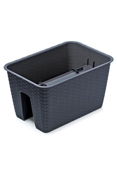 Prosperplast Decorative Flower Pot, Rectangular, for Railings, Anthracite, 39.6x27.2x22.5 cm, Ratolla Railing