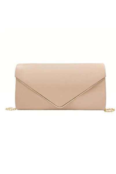 Vaxiuja Handbag for occasions and parties, Vaxiuja, 23 x 12 x 4.5 cm, with golden chain strap, Nude